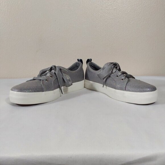 Sperry Crest Vibe Silver Sparkle Ribbon Topsider Sneaker - Excellent Cond - 3.5 - Picture 7 of 11